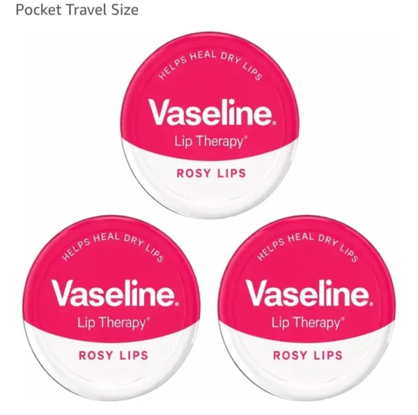 3× Vaseline Lip Therapy Petroleum Jelly Rosy Lips 20g Pack of 3
