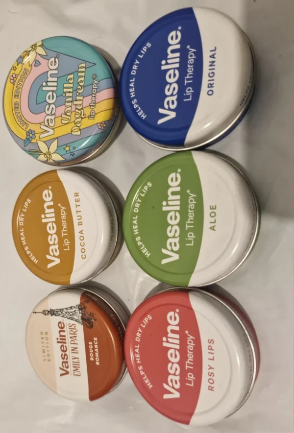 6× Multi Flavour Vaseline Petroleum Jelly Balm with Limited Edition Tin