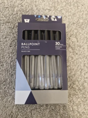 Idea Ballpoint Pens Black Ink Pack of 30 Medium 1.0mm
