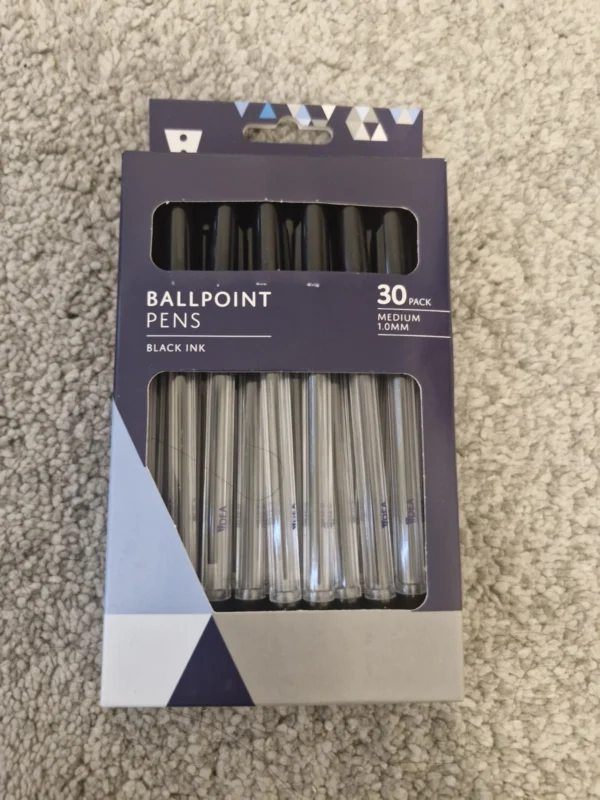 Idea Ballpoint Pens Black Ink Pack of 30 Medium 1.0mm