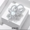 Twin Patterns Large Petals Silver Brooch Coat Pin Chest Flower Button