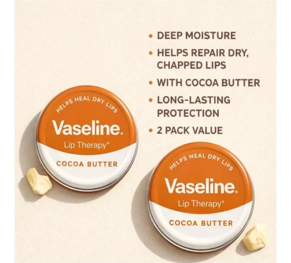 Vaseline Lip Balm Therapy Cocoa Butter Petroleum Jelly Tin Pot 20g Dry Lips-3 Vaseline Lip Balm Therapy Cocoa Butter Petroleum Jelly Tin Pot 20g Dry Lips