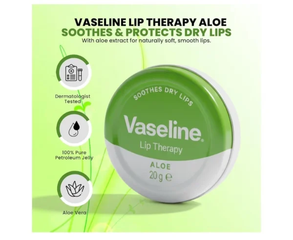 Vaseline Lip Therapy Petroleum Jelly Aloe Vera Lip Balm 20g-2 Vaseline Lip Therapy Petroleum Jelly Aloe Vera Lip Balm 20g